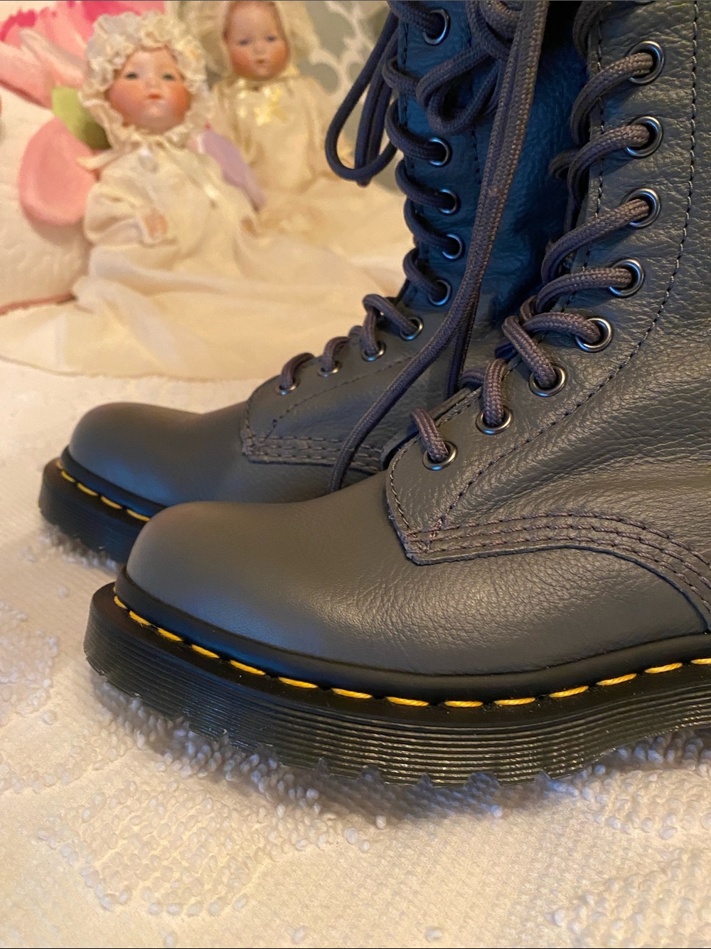 Dr. Martens Gray Tall Lace-Up Combat Boots - Picture 16 of 16